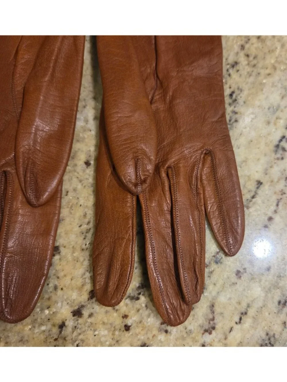 Vtg Womens Size S / 6.5 Brown Soft Kid Leather Silk Lined Formal Gloves France
